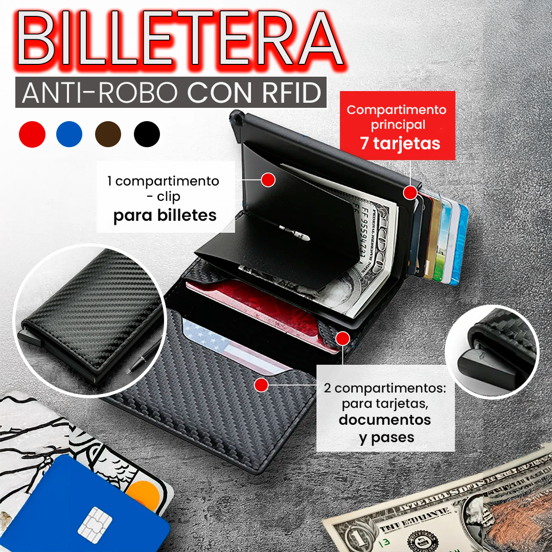 BILLETERA CON SEGURIDAD RFID ANTIROBO ANTIESCANEO