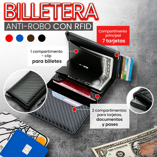 BILLETERA CON SEGURIDAD RFID ANTIROBO ANTIESCANEO
